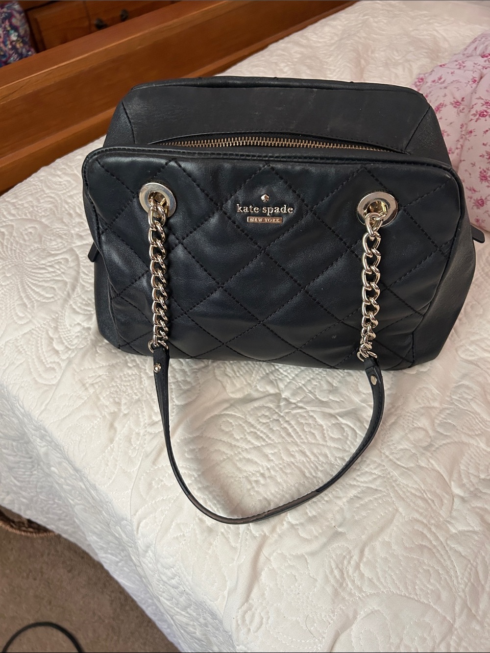 kate spade Black Quilted Leather Chain-Handle Shoulder Bag